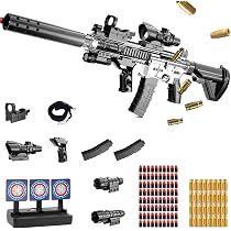 Pistolet Jouet Style Graffiti Avec 60 Balles Mousse Souple – Blaster à Douilles éjectables – Tir 8-10 M – Pour Enfants 4-9 Ans