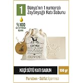 OLIVOS Natural Goat Milk And Solid Soap With Olive Oil, Goat Milk Hand Soap, 150 Gr (Cut) With Pouch Gift (Goat Milk)