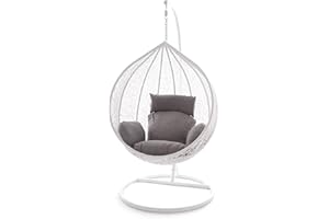 KIDEO Swing Chair Hängesessel Hängestuhl Polyrattan Schwebesitz Loungesessel (grau)