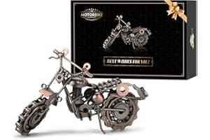 Signstek Vintage Handcrafted Iron Motorbike Model Bronze Metal Motorcycle Ornament Collectible Gift for Motorcycle Lovers for Him or Dad