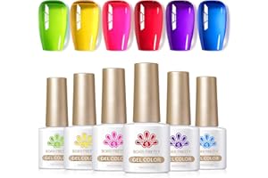 Born Pretty Esmaltes Semipermanentes para Uñas Ice Jelly Neón Pintauñas Semipermanentes Cristal Transparente Primavera Verano Gel Nail Polish