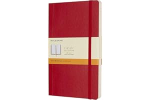 Moleskine Classic Notebook, Taccuino a Righe, Copertina Morbida e Chiusura Elastica, Formato Large 13 x 21 cm, Colore Rosso Scarlatto, 192 Pagine
