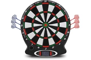 GREENSEN Elektroniczne tarcze do rzutek dla dzieci dorośli czarny zestaw do rzutek z 6 miękkimi końcówkami rzutki elektroniczny zestaw do rzutek z wyświetlaczem LCD 15W