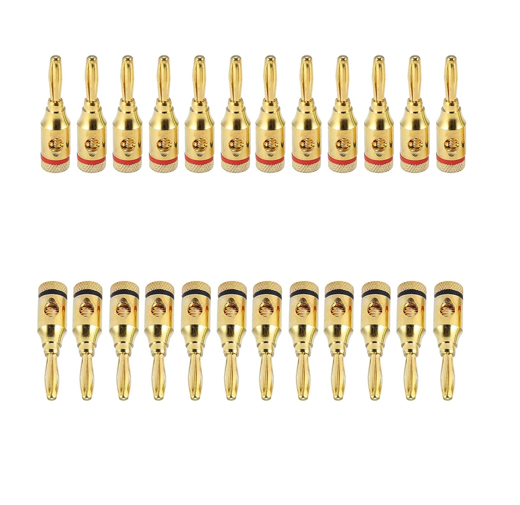 fdealz® [ 24 Pieces ] Banana Plugs 4mm Speaker Wire Connector Open Screw Type Universal Fit for Car Speaker Wire Wall Plate Audio Video Receiver