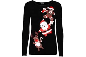 FASHION STAR Oops Outlet Womens Ladies Christmas Xmas Reindeer Gingerbread Santa Long Sleeve T Shirt Top