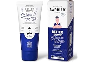 Crème à raser de Monsieur BARBIER | Végane, Naturelle et Française | Une mousse à raser dense et onctueuse | Rasage idéal pour les peaux sensibles | À base d'Arnica, Cyprès & Gingembre 175mL