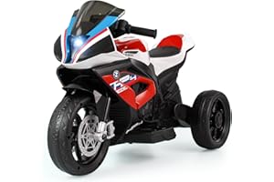 GYMAX Kids Electric Motorbike, 12V Licensed BMW Ride on Motorcycle with Music, USB/MP3, Headlights, Forward & Backward, 3 Wheels Children Motor Bike for 3-8 Years Old Boys Girls (Red)