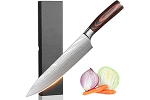 Plys Cuchillo de chef Cuchillo de cocina profesional de 20 cm: cuchillo afilado de acero inoxidable al carbono - cuchillo de chef con mango ergonómico