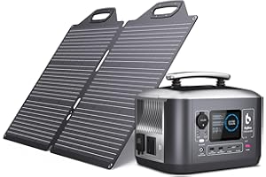 Solar Generator 537.6Wh with Panels, BigBlue Cellpowa600 Power Station and Solarpowa100 ETFE Solar Panels(24V/4.16A),10ms UPS, 2Hrs Charge to 100%, LFP Battery Backup Kit for Camping, Power Outage