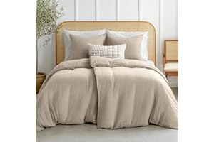 ‎DREAMZIE Dreamzie Musselin Bettwäsche 135x200 cm aus 100% Baumwolle – Bettwäsche Set mit 2 Bettbezüge und 2 Kissenbezüge 80x80 cm – Oeko-Tex Bettwäsche mit Reißverschluss – Taupe