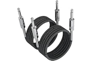 FIBBR 6.35mm to 6.35mm Stereo Audio Cable 8m-2 Pack, Straight 1/4" TRS Audio Guitar Male Jack Instrument Lead with Nylon Braided for Electric Guitar, Bass, Amplifier, Mixer, Keyboard, Speaker