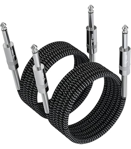OTraki Gitaarkabel Kort 1M 6.35mm Instrumentkabel 1/4 Gitaar Jack Haaks Audio Kabel Voor Elektrische Gitaar Basgitaar Apm Toetsenbord 2 Stuks