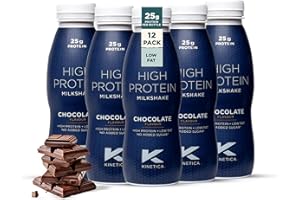 Kinetica Sports Ready-to-Drink High Protein Milkshake - Chocolate Flavour | 25g Protein/Bottle, 12 X 330ml Pack | High Protein, Low Fat & No Added Sugar | Convenient, high protein option for on-the-go