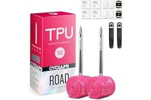 CYCLAMI 1/2PCS TPU Inner Tube 700C,Metal Valve Ultralight 30g Road Bike Inner Tube Compatible with 700x18/23/25/28/30/32C Metal Presta Valve 45/65/85mm
