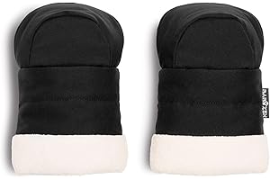 STOKKE Guanti BABYZEN YOYO, Nero - Fodera in sherpa e doppio strato di imbottitura - Si attaccano al maniglione del passeggino grazie alla chiusura in Velcro - Lavabili in lavatrice - Borsa inclusa