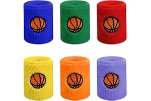 FIBOUND 6 Pièces de Bracelets de Sport Extensibles pour Enfants, Bandeaux Anti-Transpiration Colorés Enfants, Convient pour Le Fitness, Divers Sports de Balle (6 Couleurs)