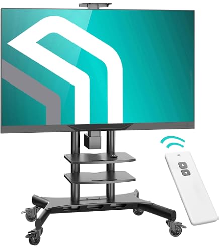 Support TV électrique Mobile XTRARM Elite Pour TV 40-86 Pouces (max 60 Kg) - Réglage Hauteur Par Télécommande, VESA Jusqu'à 600x400 - Avec étagères Et Bloc Multiprises