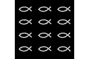 Oblique Unique® 12 Stück Fisch Sticker Strass Steine zum Verzieren oder Aufkleben oder Einkleben von Karten - Kommunion Taufe Deko Tischdeko