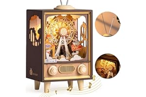 ROWOOD Puzzle 3D para Caja Musica | Maquetas Construir Madera Parque de Atraccione con Luces LED | Regalos para Adultos y Adolescente
