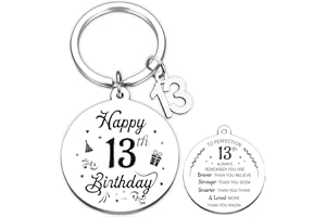 Aurmonigo Happy Birthday Gifts Keyring - Inspirational 13th 16th 17th 18th 21st Engraved Keychain for Boys and Girls, Keepsake Presents from Mum Dad