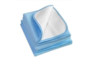 Bedecor Pack of 2 Heavy Absorbency Reusable Incontinence Bed Pads for Kids, Adults, Elderly, Pets - Kylie Sheets 86x132cm, Blue New Invention, Anti-Slip