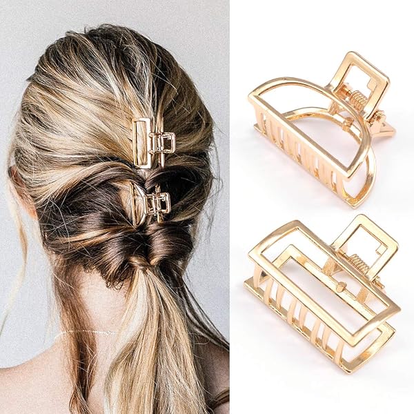 Kitsch Metall Haarspangen – 4-teilig, Gold & Hämatit, Krallenclips Für Tägliche & Festliche Frisuren