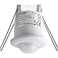 SEBSON 2x PIR Sensor Ceiling Indoor 360°, Flush mounted, Recessed Infrared Motion Detector, LED light suitable, Range max. 6m /360°, max. 800/200W, IP20