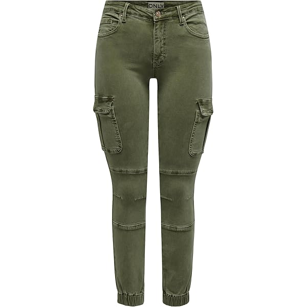 ONLY tapered fit broek ONLBETSY-ALVA donkergroen