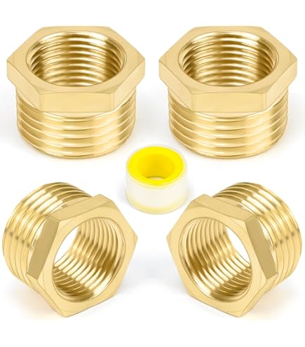 2 Stück Reduzieradapter Messing – 1/2" Auf 3/8" (AG20mm X IG15mm), Mit Dichtungsband Für Wasserleitungen