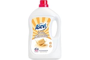 Asevi Detergente Líquido para Lavadora Marsella - Detergente para Ropa Blanca y de Color con Fórmula Concentrada - Jabón Natural de Marsella para una Ropa Limpia y Cuidada - 42 Lavados