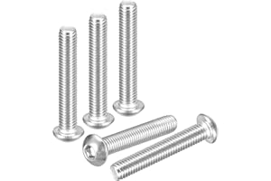 DTGN M8-1.25x45mm Button Head Socket Cap Screws - 5Pack - Good for Road Bicycle, Mountain Bike, Auto, Motorcycle - 304 Stainless Steel Whitewashed - Hex Socket Drive Fasteners