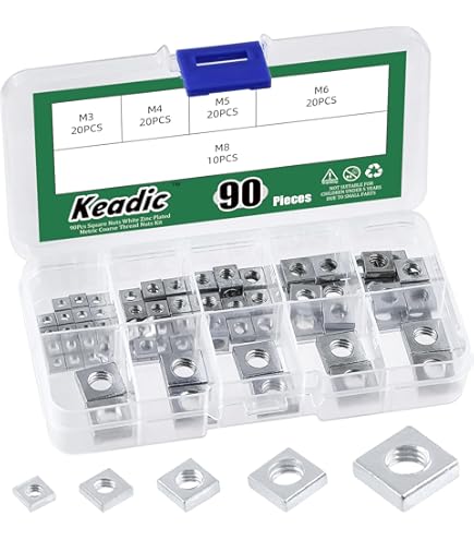 Dadi Quadrati M3 Profilo Basso - Lotto Da 100 Pezzi In Acciaio Zincato Per Fissaggi Meccanici E Industriali