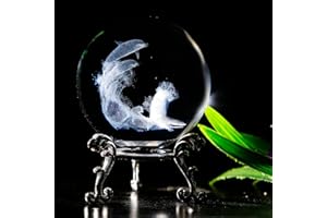 VSKIKRIS 3D Kristallkugel Briefbeschwerer Delfine Figuren Glas Kristallkugel mit Ständer Sammlung Geschenk