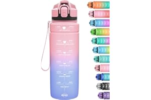 Niggeey Botella de Agua,1000ml/700ml/500ml Botella Agua Deporte, Botella Agua Motivacional, Botella Deportiva Tritan de Plástico Sin BPA & Prueba de Fugas, para Niños, Sport, Gimnasio, Bicicleta