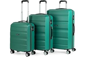 ITACA - Juego Maletas De Viaje rígidas Trolley con Candado de Combinación y 4 Doble Rueda 360° Set Maletas De Viaje Ligeras y Resistentes con Neceser, Aguamarina
