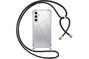 Pnakqil Funda para Samsung Galaxy A14 5G con Cuerda, Carcasa Transparente Silicona Colgar Collar Correa de Cuello Cadena Cordón para Samsung A14 5G 6.6" Fundas, Negro