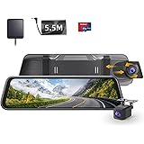 WeBeqer Dash Cam Auto, 4K UHD Specchietto Retrovisore Auto con 1080P Telecamera Posteriore,10" Touchscreen,GPS,Scheda da 64 G