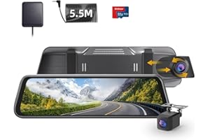 WeBeqer 4K Spiegel Dashcam mit 1080P Rückfahrkamera,Dashcam Auto Vorne Hinten mit 10" IPS-Touchscreen, Auto Kamera mit GPS 64 GB-Karte 170° Weitwinkel Loop-Aufnahme und G-Sensor Parküberwachung