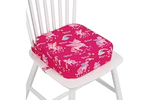 wooshwa Rialzo Sedia Bambini, Cartoon Cuscino Rialzo Alzatina Sedia per Bambini con 2 Regolabile Cinghie & Base Antiscivolo, Lavabile (Unicorno)