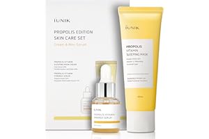 IUNIK SET Propolis Edition Skincare Set | Kosmetikset (iUNIK Propolis Vitamin Sleeping Mask 60ml - Nachtfeuchtigkeitsspendende Maske mit Propolis + Revitalisierend-pflegendes Gesichtserum 15 ml)