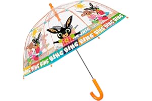 PERLETTI Ombrello Bing Trasparente a Cupola per Bambini - Ombrello Lungo Bimbi 3 4 5 Anni Scuola Materna Asilo - Ombrellino Coniglietto Nero da Bimba Bimbo Apertura Manuale - Diametro 64 cm Kids