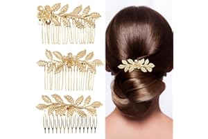 VYZUTR 3 Stück Haarkämme,Gold Kopfschmuck Haarschmuck Blatt Haarteil,Elegant Glatte Legierung Haarkamm,Schön und charmant, einfach zu bedienen, geeignet für Haarstyling-Design,für Damen