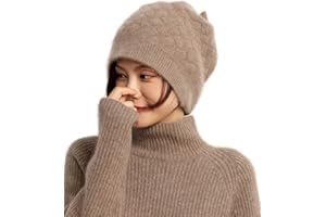 Ailaile Damska czapka beanie zimowa ciepła kaszmirowa wełna merynosów dzianinowa czapka ze sznurkiem