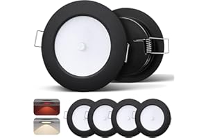 ‎CAMPERXLITE camperxlite 4er set LED Einbaustrahler 12V, Aluminium Deckenspots 76mm für Wohnmobil, Ultra Flach LED Spots Eingebauter Dimmschalter/Rot Licht, Einbauspots für Wohnwagen Camper Boot CRI93 3000K