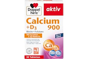 ‎DOPPELHERZ Doppelherz Calcium 900 + D3 + Biotin – Calcium leistet einen Beitrag zum normalen Knochenerhalt und zur normalen Muskelfunktion – 30 Tabletten