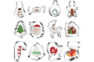 ARDFFA Ausstechformen Weihnachten Set 12 Stück, Plätzchen Ausstecher Aus Edelstahl Metall, Ausstechform Fondant Keksausstecher Weihnachten Plätzchenausstecher Keksformen für Tortendeko Fondant Kekse Backen