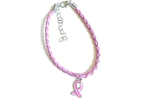 STRASS & PAILLETTES Bracelet octobre rose lutte contre le cancer en simili cuir et ruban rose