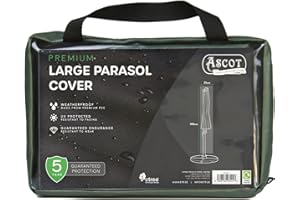 ASCOT GARDEN FURNITURE COVERS Ascot Premium Giant Parasol Cover - 35 (W) X 190 (H) cm Garden Green