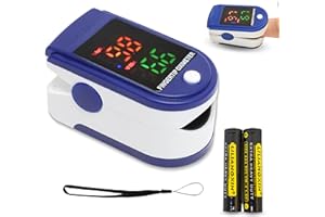 PAGAMADU Pulsioxymètre-oxymètre professionnel, sangle et batteries incluses, oxymètre numérique à doigts avec écran LED pour mesure SpO2, moniteur de saturation en oxygène, lecture instantanée, haute précision