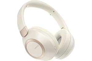 LORELEI B-C6 Kabellose Over-Ear-Kopfhörer, 50H Playtime Faltbare, leichte Bluetooth-Headsets, Tiefe Bässe, eingebautes Mikrofon, Ohrenschützer aus Memory-Schaumstoff, für Reisen(Beige weiß)